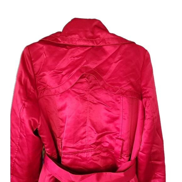 Torrid Womens Red Chiffon Drape Trench Coat Jacket Single Button Size 1 - Picture 4 of 10